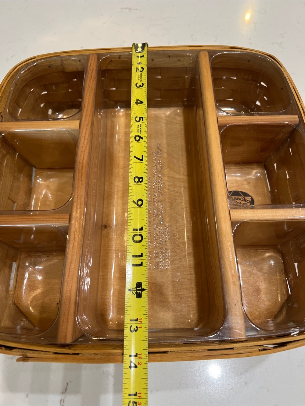 Peterboro Divided Basket Organizer Wood Picnic Caddy Insert USA - Picture 14 of 16